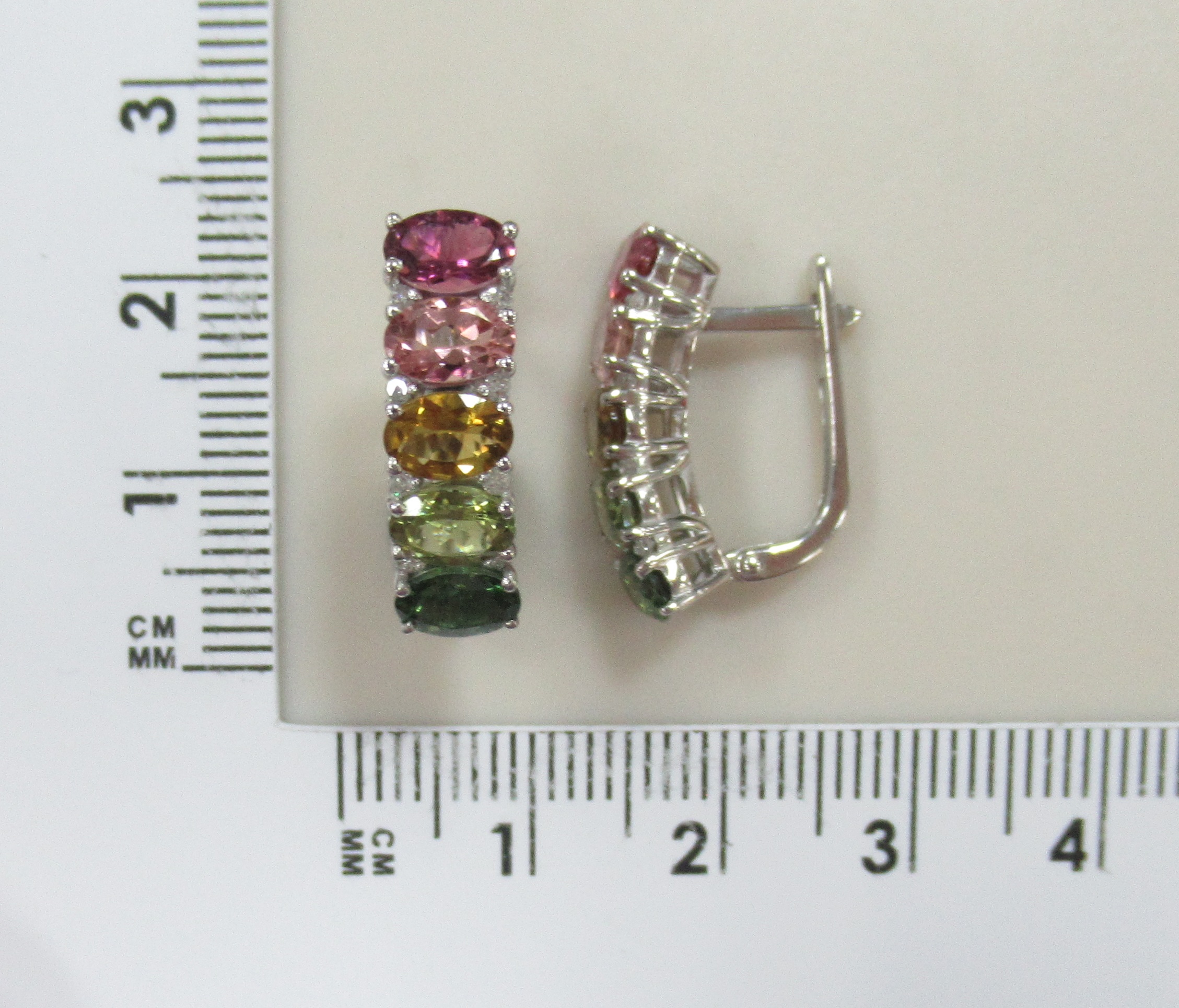 Серьги из белого золота с турмалинами